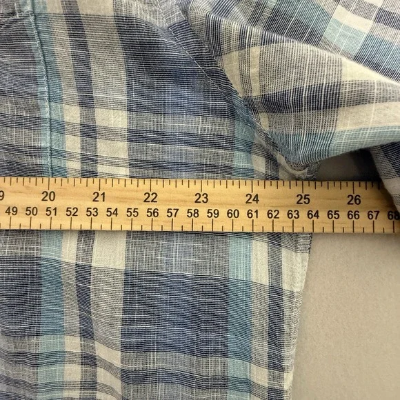 Weatherproof Vintage Mens XL Blue on Blue Plaid Short-Sleeve Cotton Camp Shirt - Picture 6 of 6